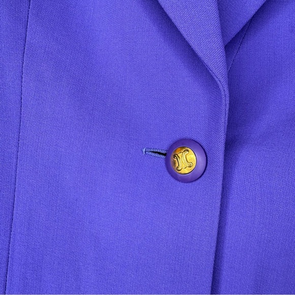 Vintage Celine of Paris Wool Blazer Size 42 Single Button Closure Purple Rare! - Picture 3 of 9